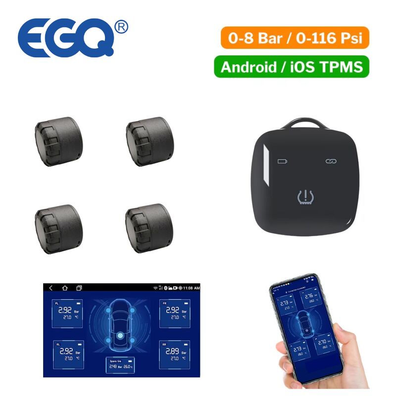 Auto BL8 drahtloser externer TPMS-Sensor mit Ladegerät und mobiler App Kompatibel mit Android und IOS